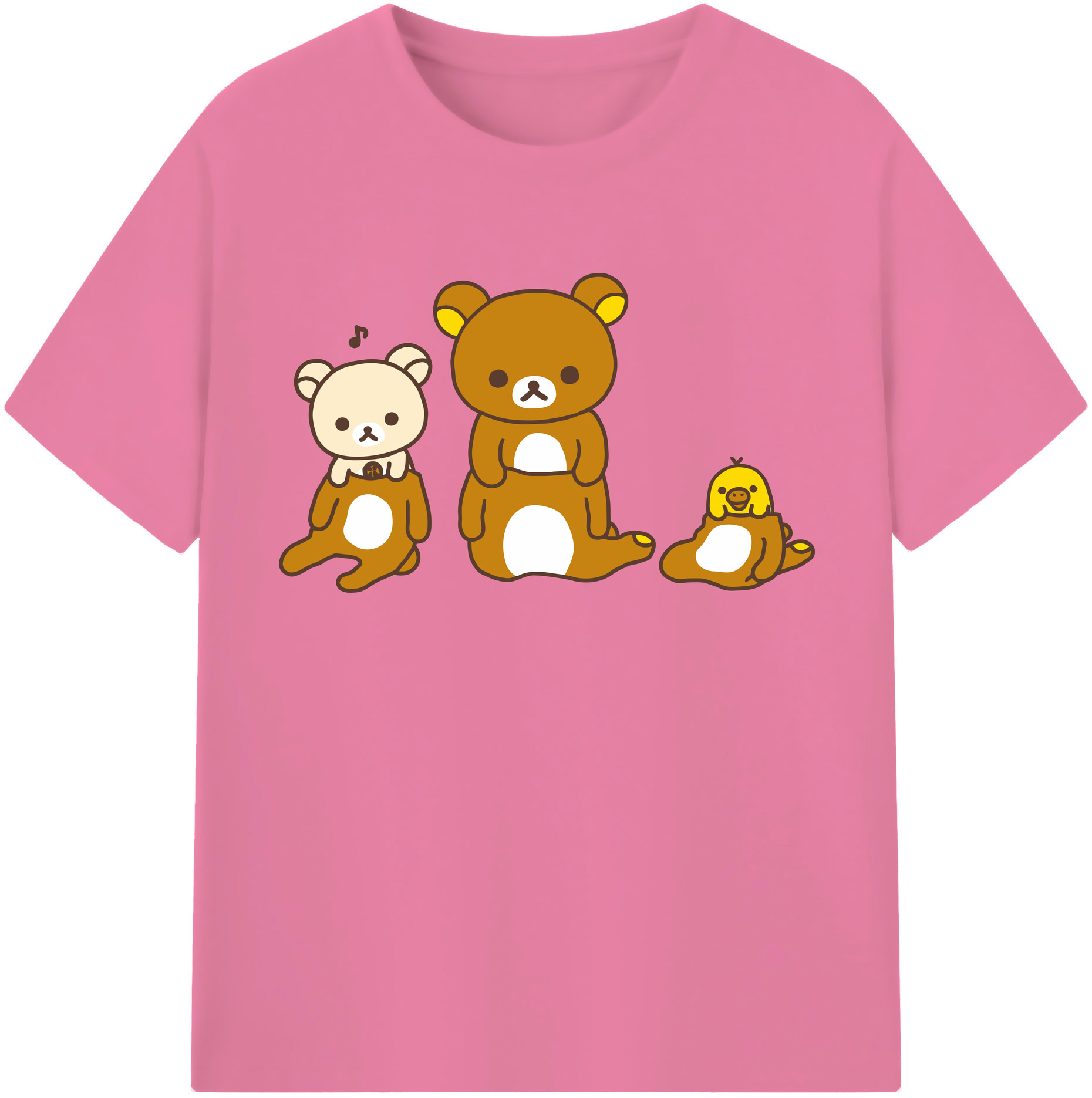 （画像用） リラックマ リラックマ キイロイトリ Rilakkuma Korilakkuma Kiiroitori 綿100％半袖Tシャツ（フロントプリント）